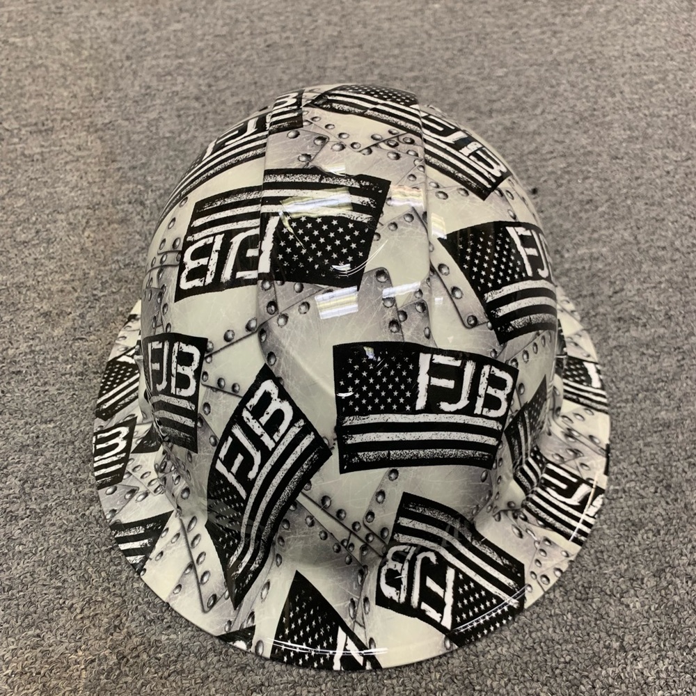 New Full Brim Hard Hat Custom Hydro Dipped (FJB) “Fuck Joe Biden”
